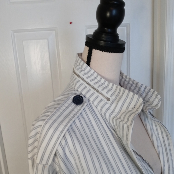 Joie Cristi White and Blue Stripe Utility Jacket - Picture 10 of 16